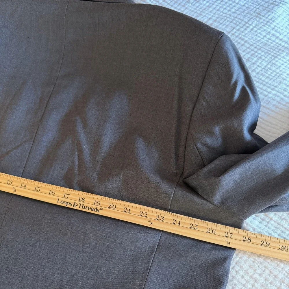 Vera Wang Men's Tuxedo Jacket 54R Gray Wool Satin Trim Formal Blazer Notch Lapel